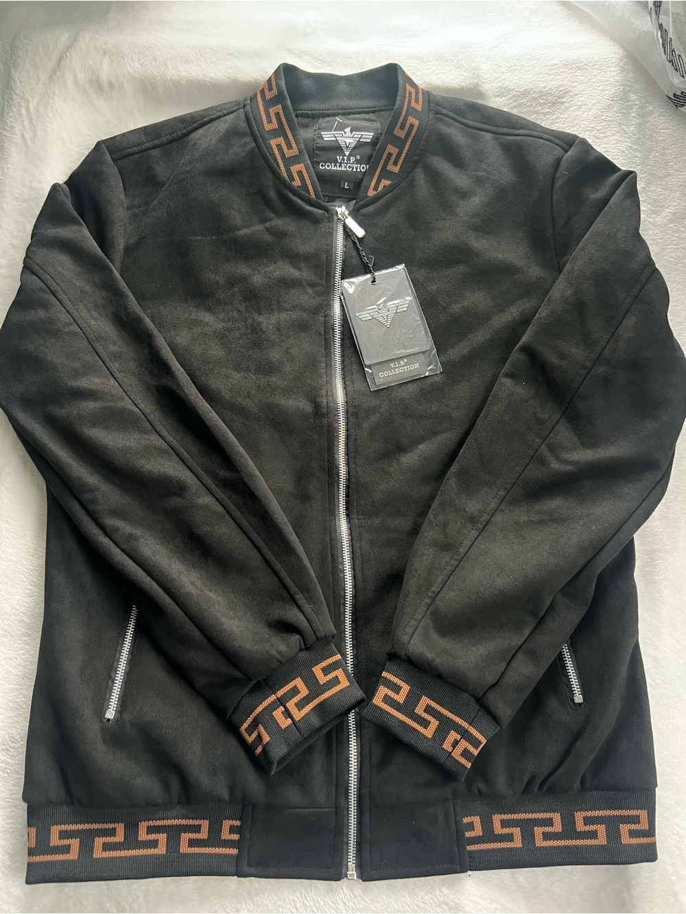 VIP collection Stylish Black and Brown Bomber Jacket